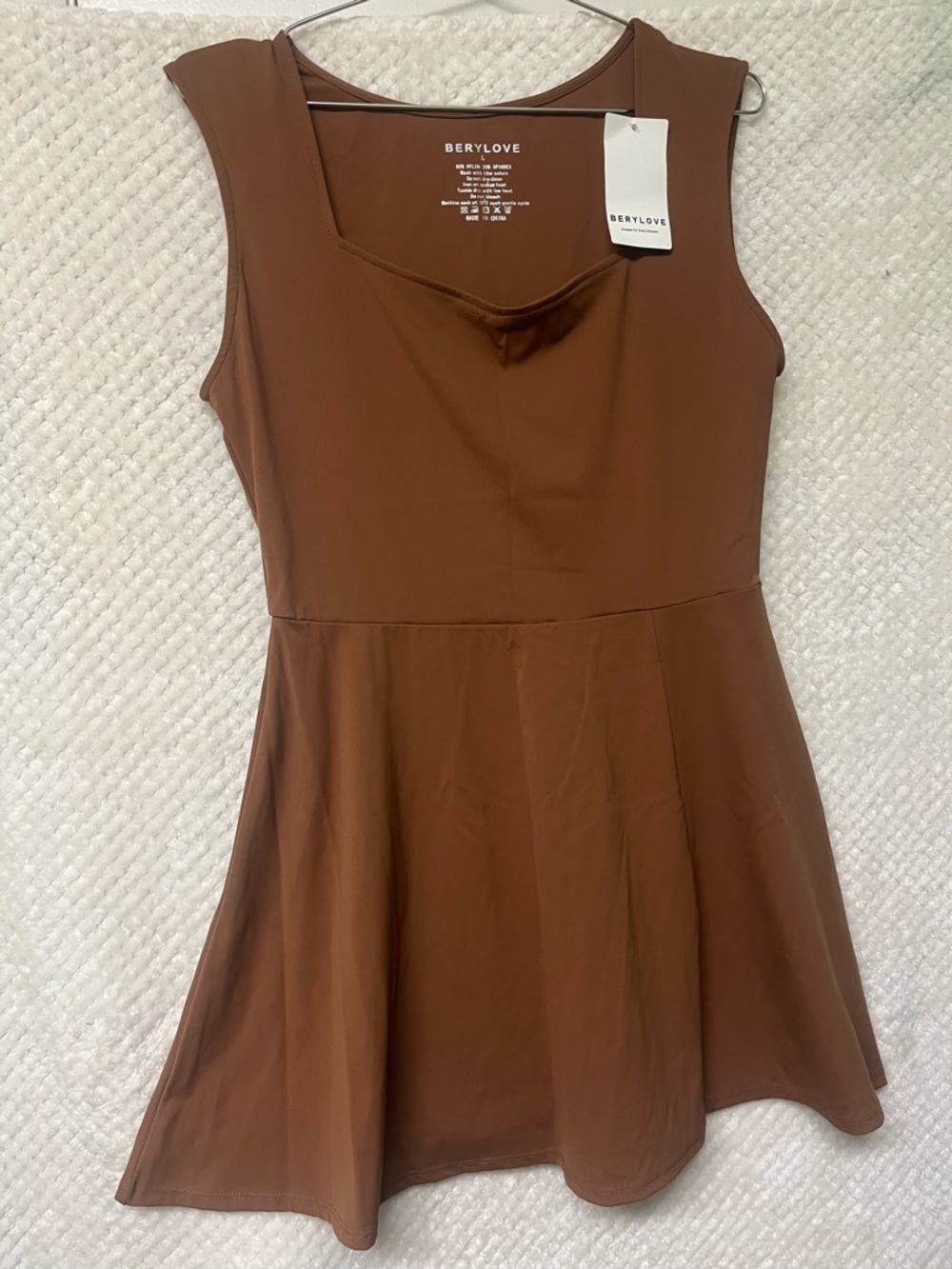 BeryLove A-Line Dress Brown Sleeveless Mini Dress Athletic Material Large NWT